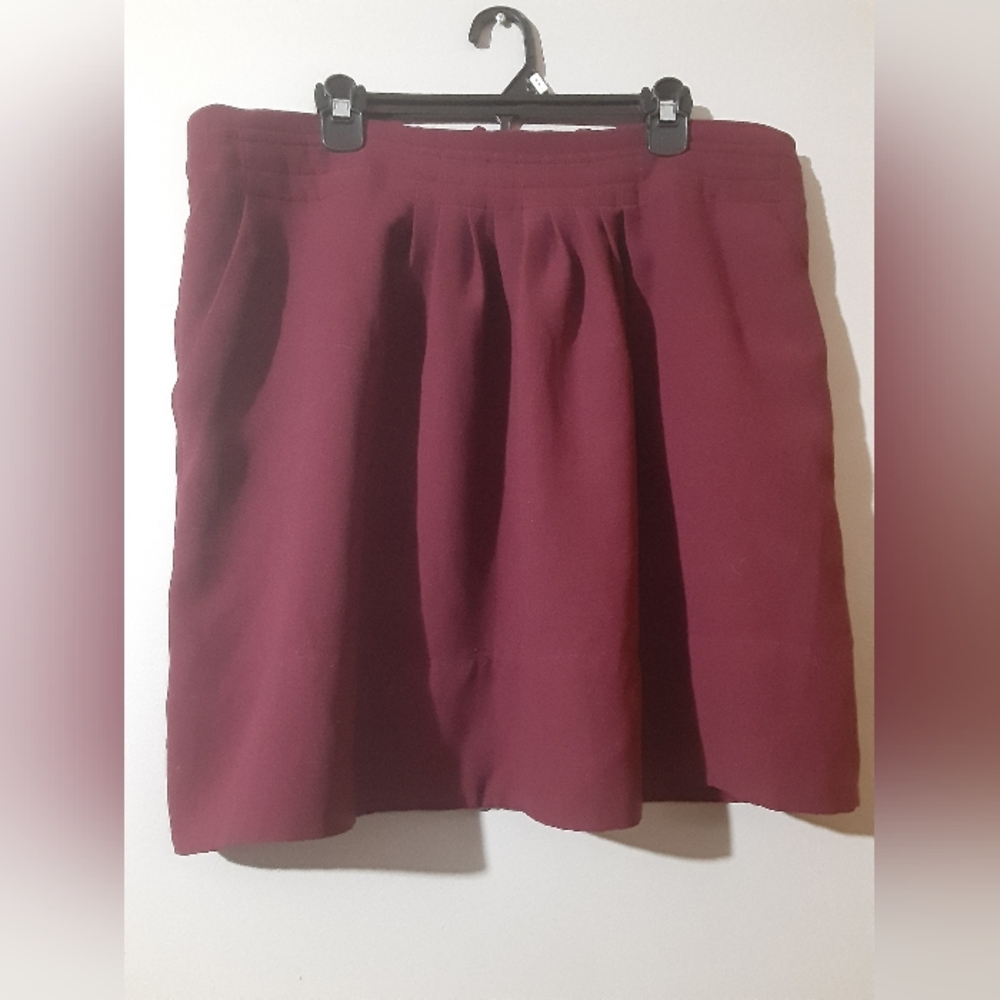 a new day Burgundy Skirt Elastic Waist Mid Gathered Pleat Design Size 2X Boho